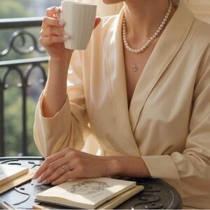 Round Faux pearls chocker necklace gold plated extension